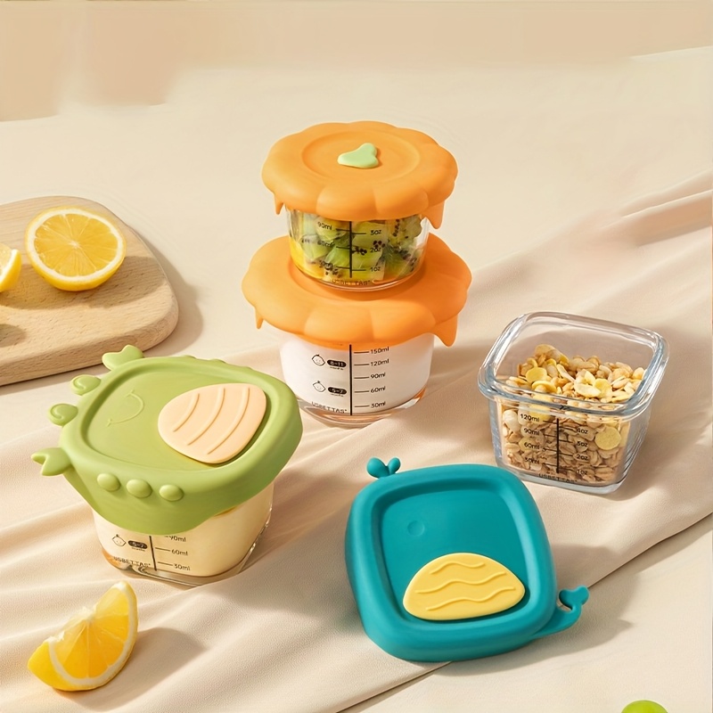 Baby Food Jars With Lids - 120/180ml 유리 아기 음식 용기, 눈금